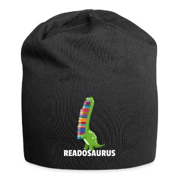 Dinosaur Dino book reading bookworm books - Jersey Beanie - black - Front