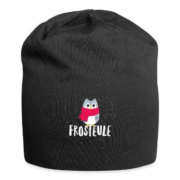 Frosteule Chouette avec écharpe - Bonnet en jersey - noir - Devant