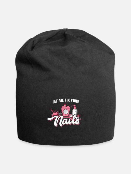 Nail designer manicure beautician fingernails - Jersey Beanie - black