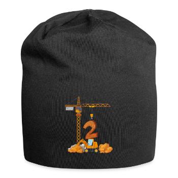 Excavator birthday present for the 2nd birthday - Jersey Beanie - black - Front