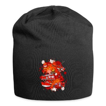 Fire department fire truck emergency vehicles children - Jersey Beanie - black - Front