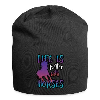 With horses, it's better to live - Jersey Beanie - black - Front