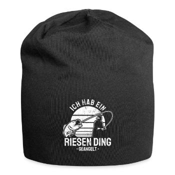 Angler Design mit Angelrute Illustration - Jersey-Beanie - Schwarz - Vorne