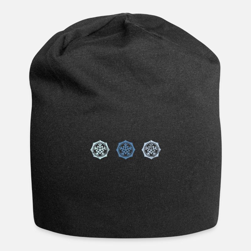 Schneeflocken Schnee Schneekristalle Geschenk - Jersey-Beanie - Schwarz