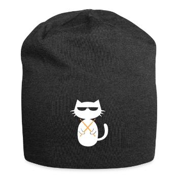 Schlagzeug Katze Schlagzeuger Haustier Drummer - Jersey-Beanie - Anthrazit - Vorne