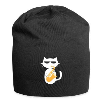 Saxophone Cat Saxophoniste Jazz Musicien Cadeau - Bonnet en jersey - noir - Devant