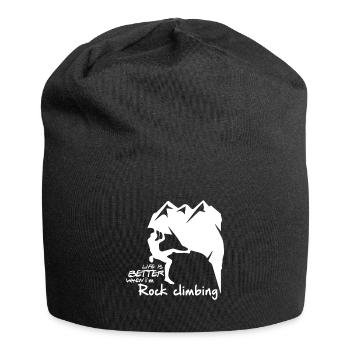 Das Leben ist besser, wenn ich Klettern bin - Jersey-Beanie - Schwarz - Vorne