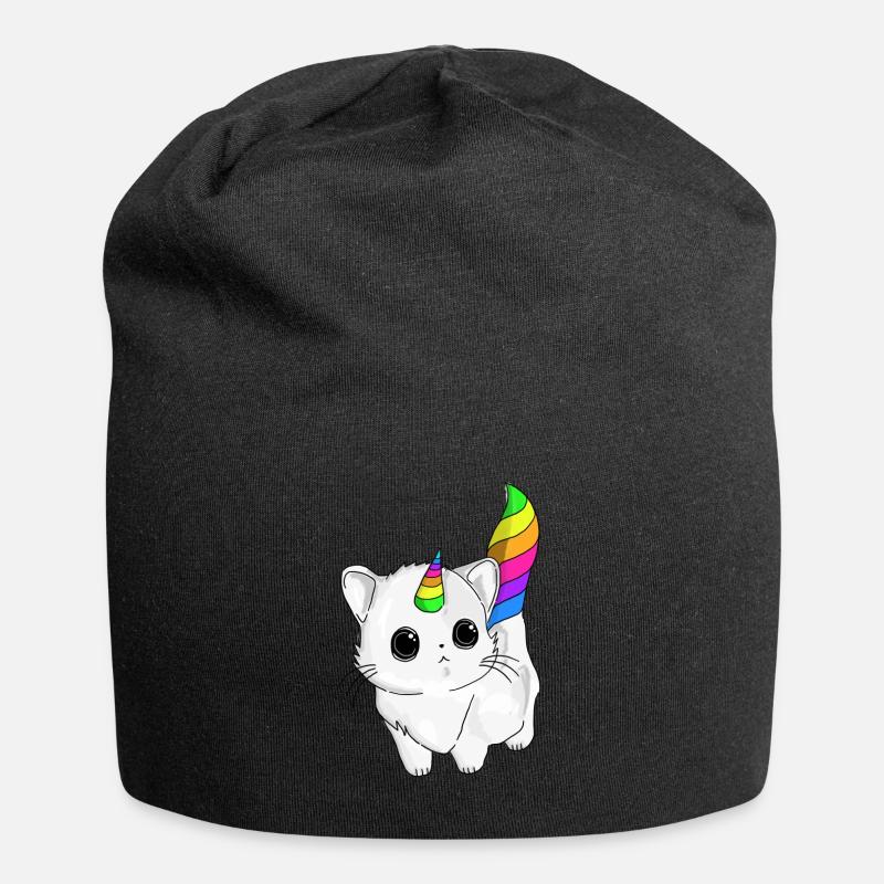 Caticorn Süß Katze Einhorn - Jersey-Beanie - Schwarz