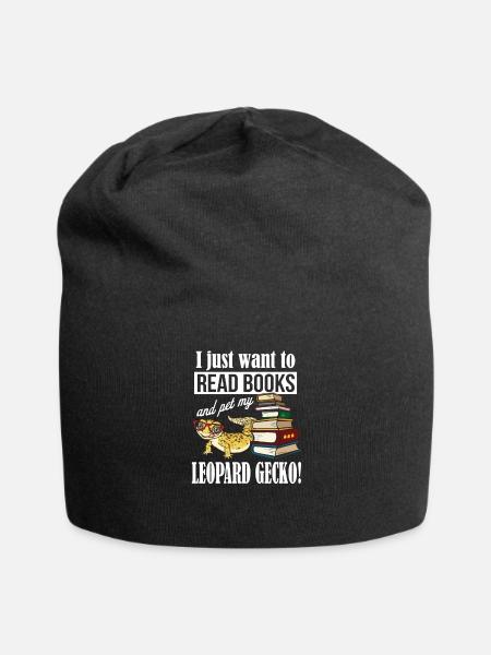 Leopard Gecko - Jersey Beanie - black