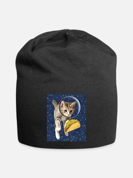 Cat and taco - Jersey Beanie - black
