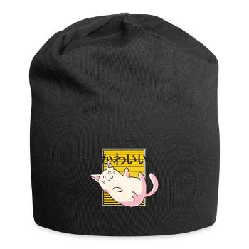 Chat kawaii - Bonnet en jersey - noir - Devant