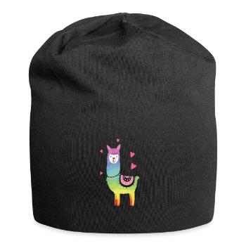 Bunte Lama Alpaka Lamas Herz Liebe Tier Geschenk - Jersey-Beanie - Schwarz - Vorne