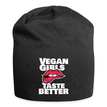 Vegan Girl Veganismuns Veganerin Lippen Geschenk - Jersey-Beanie - Schwarz - Vorne