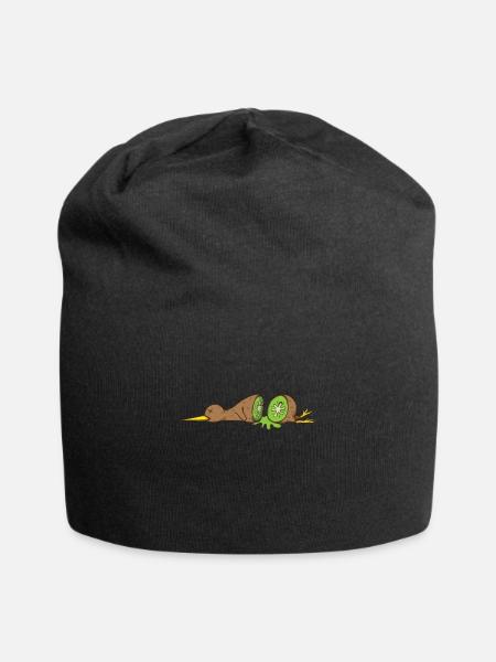 Kiwi Vogel aufgeschnitten wie eine Kiwifrucht - Jersey-Beanie - Schwarz
