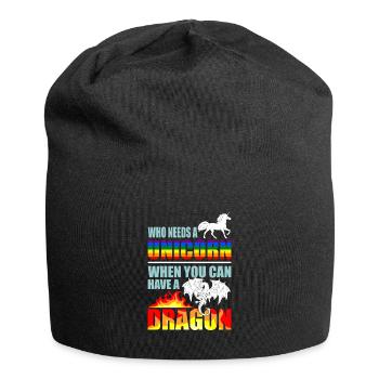 Drache - Jersey-Beanie - Schwarz - Vorne