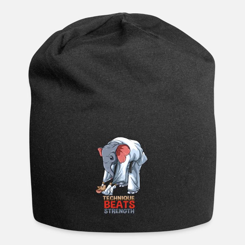 Maus gegen Elefant - BJJ Jiu-Jitsu, Grappling und - Jersey-Beanie - Schwarz