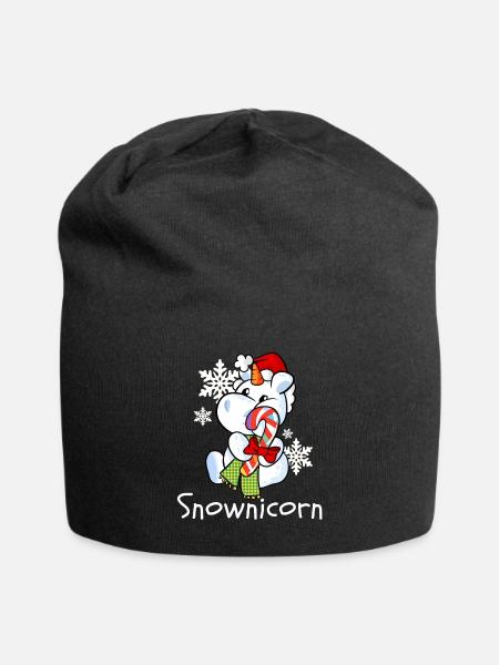 Einhorn Schneemann Weihnachten Snownicorn - Jersey-Beanie - Schwarz