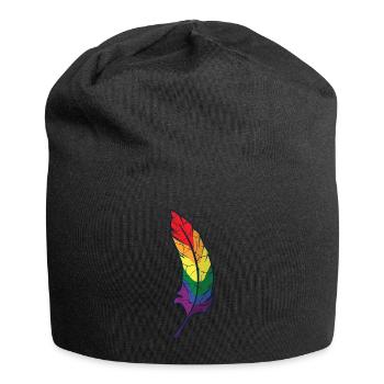 Feather Bird Nature LGBT Free Gaypride Wind Gift - Jersey Beanie - black - Front