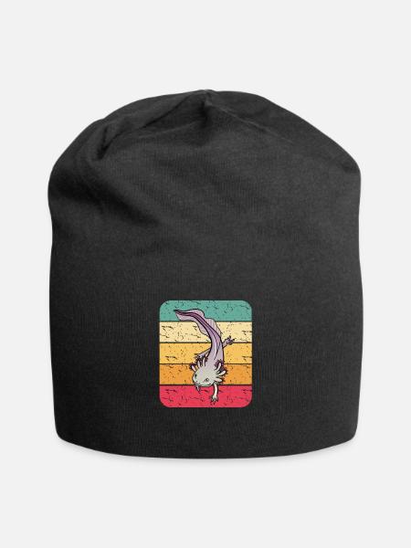 Retro Axolotl - Jersey Beanie - black
