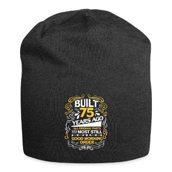 75th birthday present for a 75 year old - Jersey Beanie - charcoal grey - Front