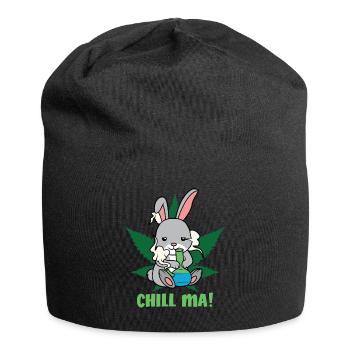 Chill ma Kaninchen Weed Hase - Jersey-Beanie - Schwarz - Vorne