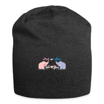 Pink or Blue - Süßes Werdende Eltern Geschenk - Jersey-Beanie - Anthrazit - Vorne