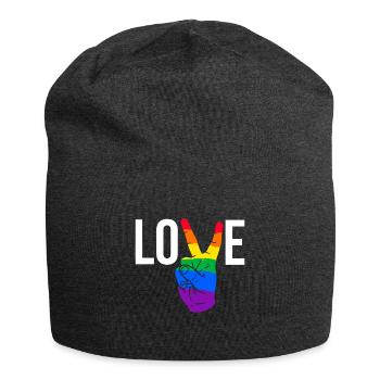 Signe de paix LGBT - Bonnet en jersey - charbon - Devant