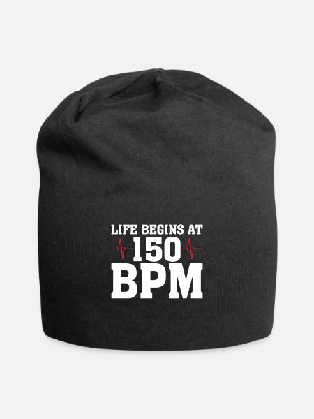BPM Hardstyle Rave Techno Spruch Geschenk - Jersey-Beanie - Schwarz