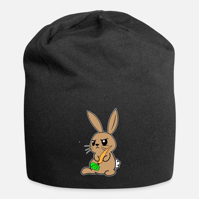 Rabbit with carrot - Jersey Beanie - black