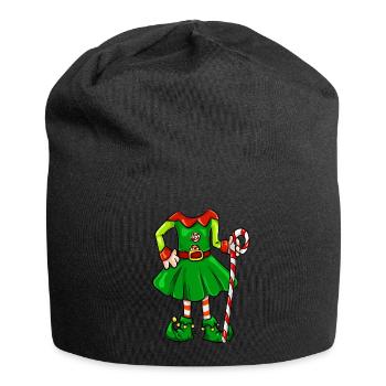 Funny Christmas elf elf girl costume T-shirt - Jersey Beanie - black - Front