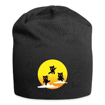 Ninja Katzen - Jersey-Beanie - Schwarz - Vorne