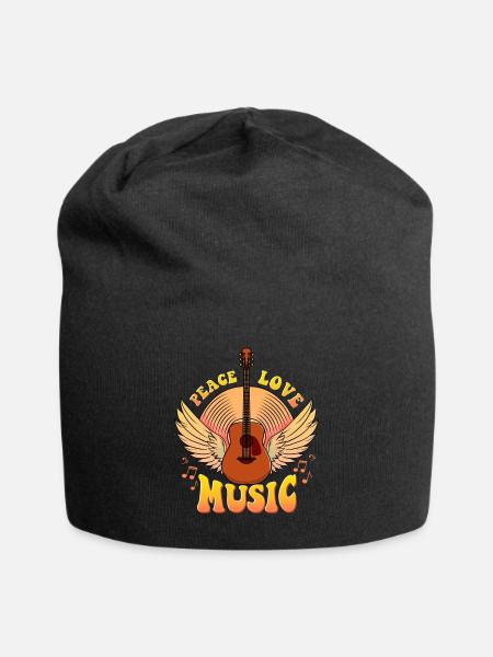 Süßes Peace Love Music Hippie Hipster Festival - Jersey-Beanie - Schwarz