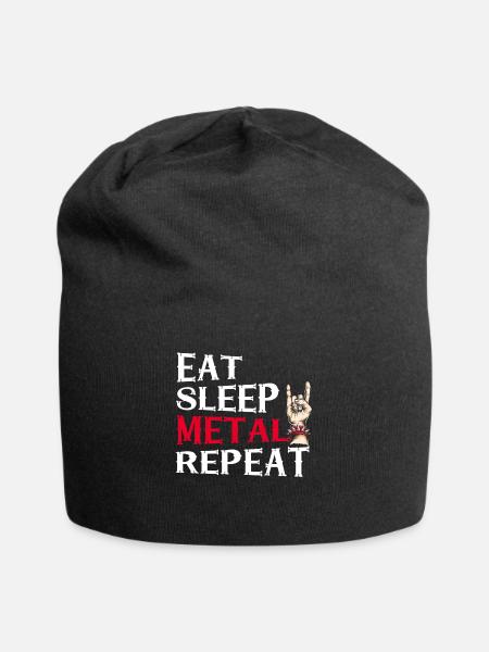 Eat Sleep Metal Repeat Party Heavy Metal Geschenk - Jersey-Beanie - Schwarz