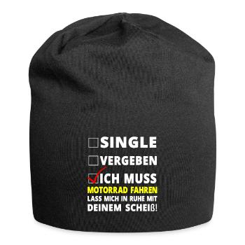 Motorradfahrer Motorradfahrerin Motorrad Geschenk - Jersey-Beanie - Schwarz - Vorne