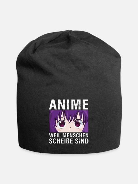 Anime Weil Menschen Scheiße Sind - Jersey-Beanie - Schwarz