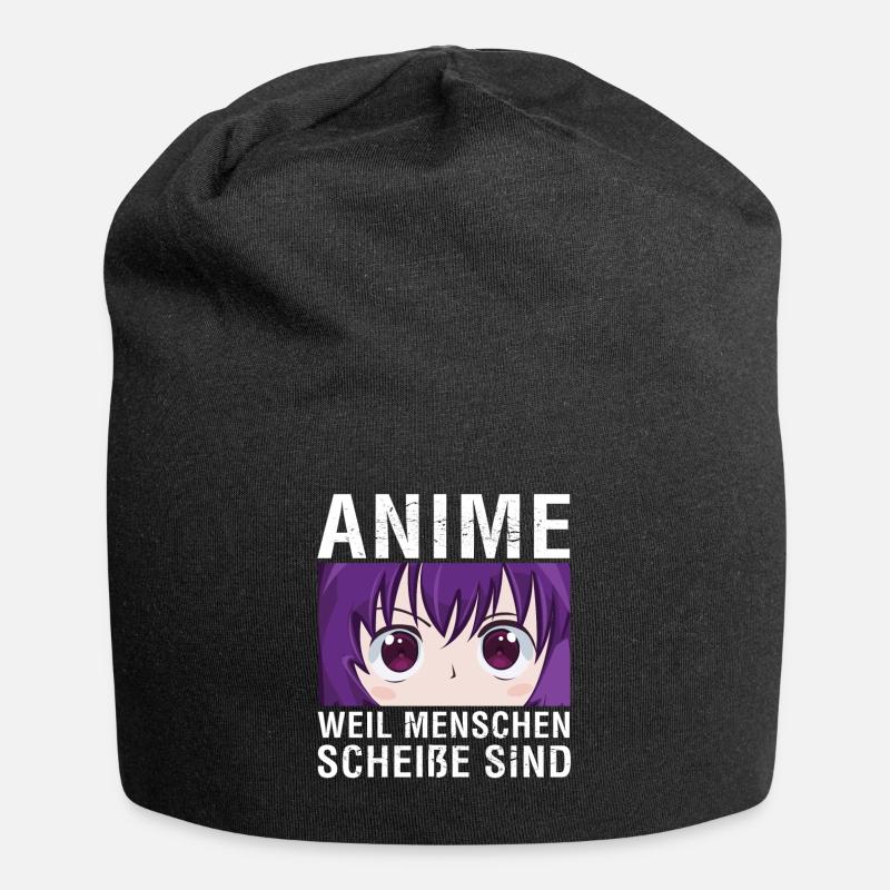 Anime Weil Menschen Scheiße Sind - Jersey-Beanie - Schwarz