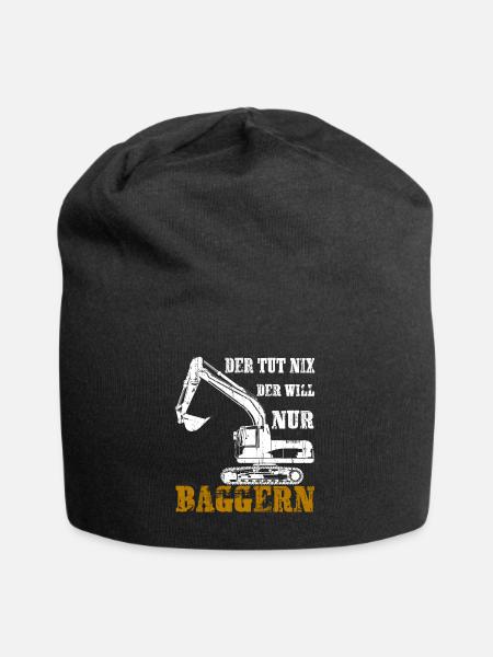 Der tut nix der will nur Bagger fahren Geschenk - Jersey-Beanie - Schwarz