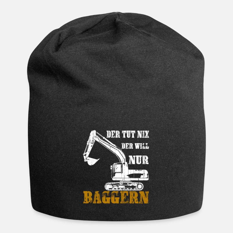 Der tut nix der will nur Bagger fahren Geschenk - Jersey-Beanie - Schwarz