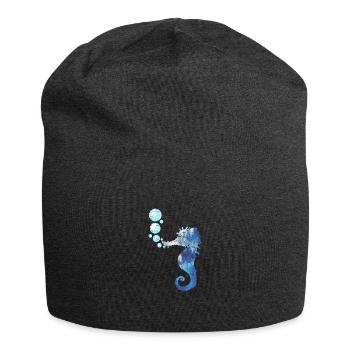 Seahorses sea creatures - Jersey Beanie - charcoal grey - Front