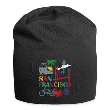 Berühmte San Francisco Outline Geschenk Design Golden - Jersey-Beanie - Schwarz - Vorne