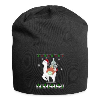 Faultier schläft auf Lama Alpaka Süßes Christmas - Jersey-Beanie - Schwarz - Vorne