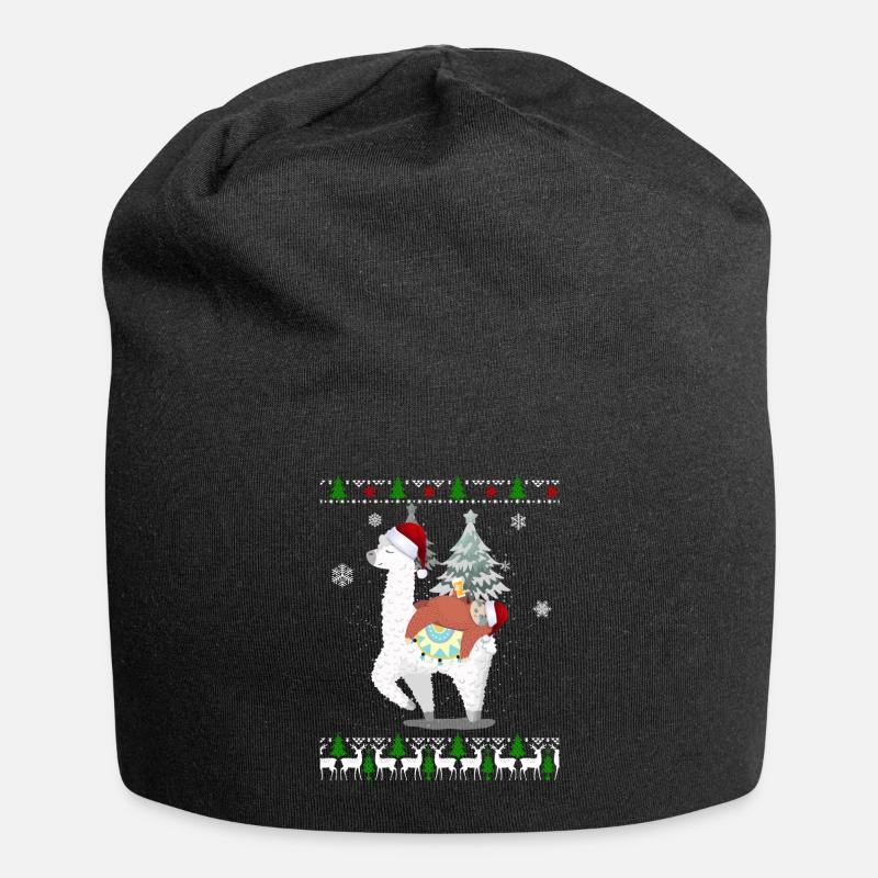 Faultier schläft auf Lama Alpaka Süßes Christmas - Jersey-Beanie - Schwarz