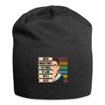 Unterschätze niemals Powet Of Girl With Book RBG - Jersey-Beanie - Schwarz - Vorne