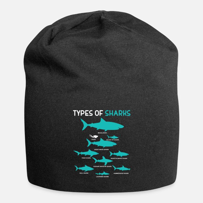 9 Types Of Sharks Gift Shark Ocean Beach - Jersey-Beanie - Schwarz