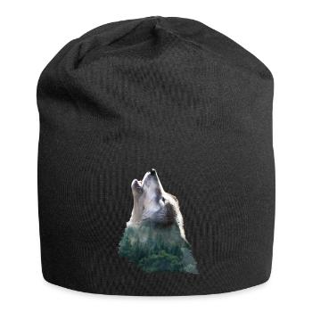 Wolf Heulend Wald Berg Mystik Jagd Natur Geschenk - Jersey-Beanie - Schwarz - Vorne