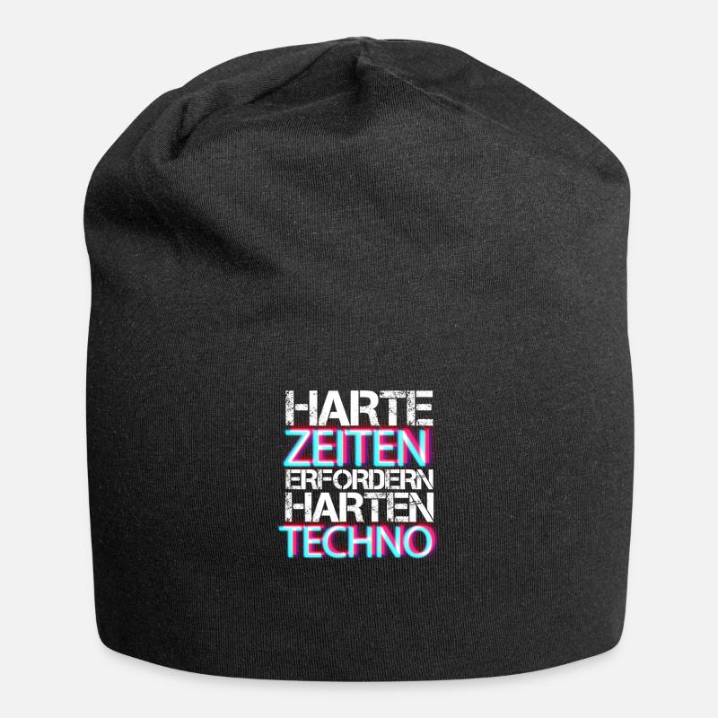 Harte Zeiten erfordern harten Techno Rave Beat - Jersey-Beanie - Schwarz