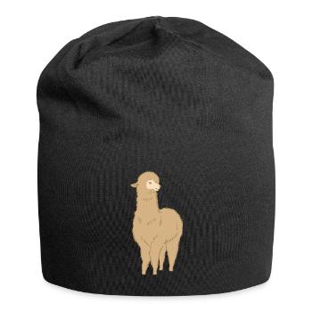 Alpaka - Jersey-Beanie - Schwarz - Vorne