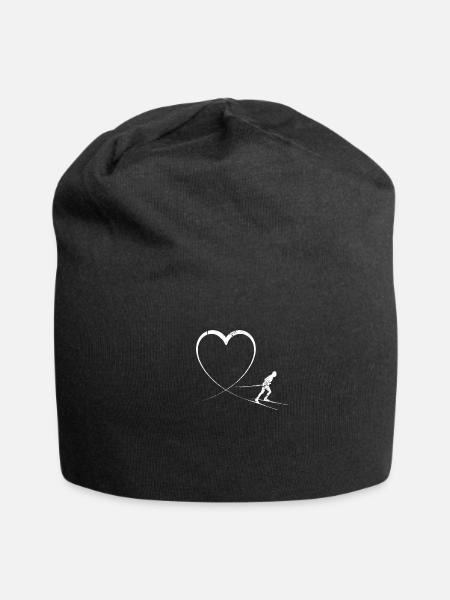 Herz Langlauf - Jersey-Beanie - Schwarz