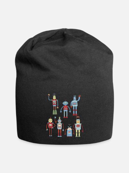 Roboter - Jersey-Beanie - Schwarz
