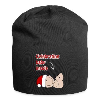 Schwangerschaft Weihnachten Baby T-Shirt Damen - Jersey-Beanie - Schwarz - Vorne